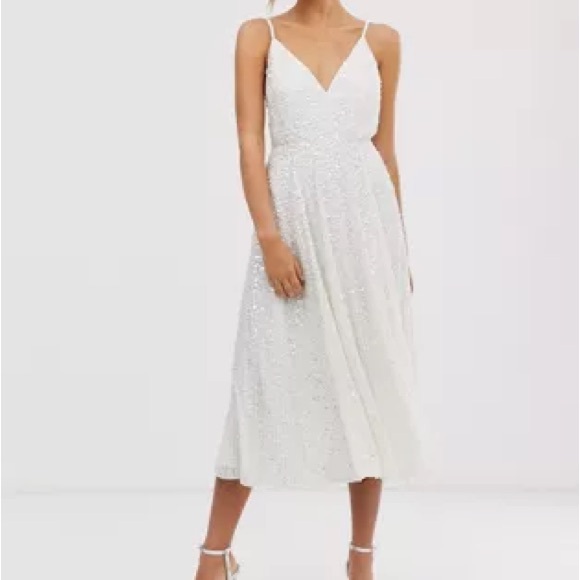 ASOS EDITION embellished cami midi wedding dress - Picture 2 of 5